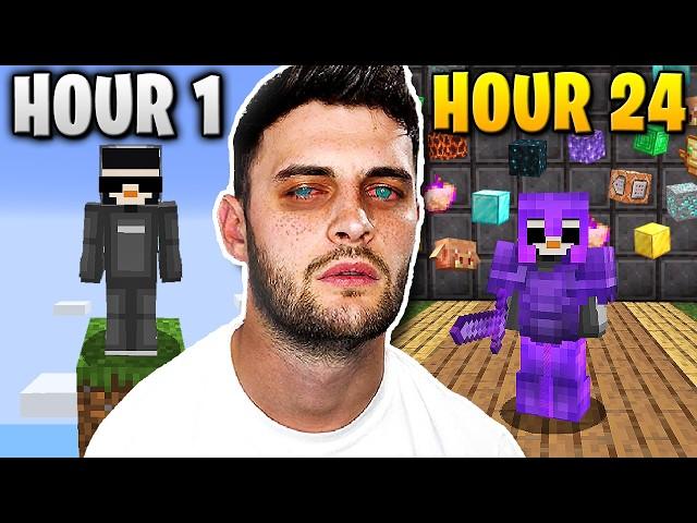 I Played Minecraft ONE BLOCK for 24 Hours Straight