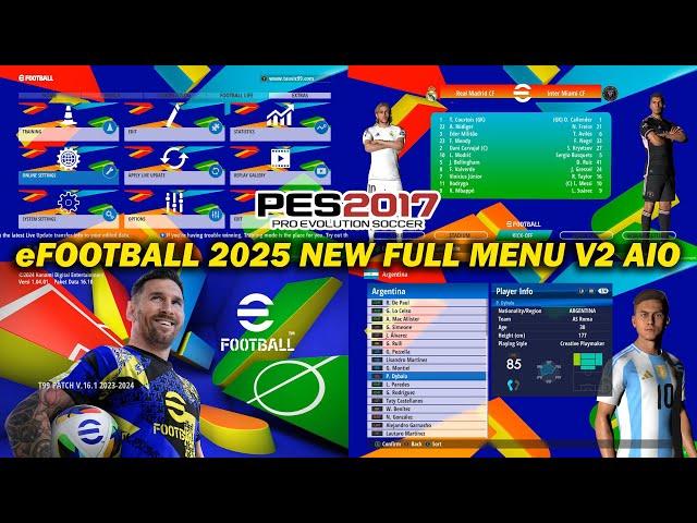 PES 2017 eFOOTBALL 2025 NEW FULL MENU V2 AIO