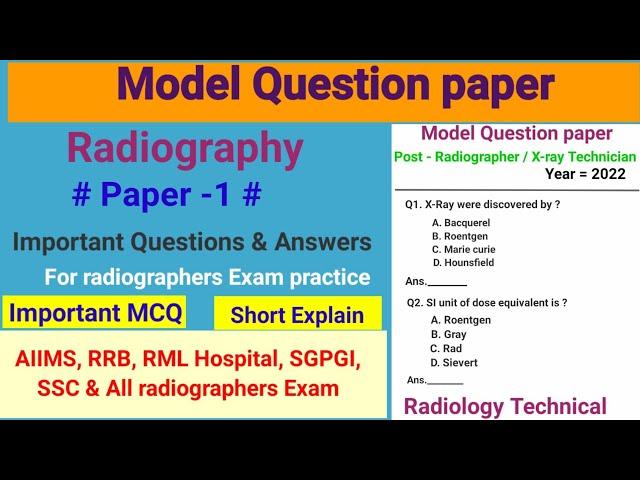 Radiography Model Question paper # paper -1#  Radiography MCQ#  Test paper # By BL Kumawat #