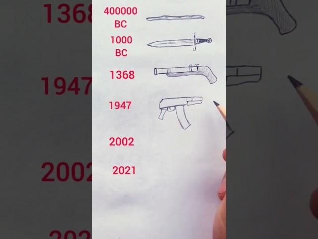 Evolution of Weapons/from primal spears to modern rifles #drawing #shorts