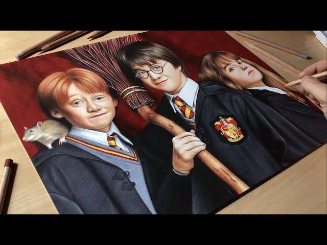 Drawing Harry, Hermione and Ron • Time Lapse