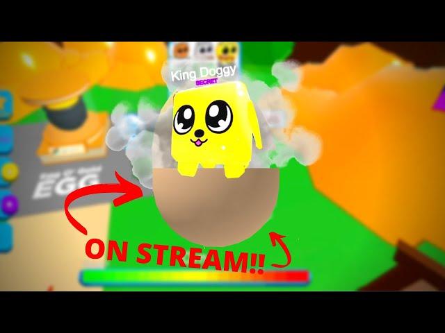 I HATCHED A KING DOGGY ON STREAM!! *real clip!* - BUBBLE GUM SIMULATOR