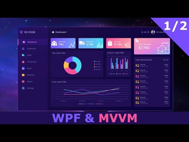 WPF & MVVM/ Modern Main UI Design (Part 1/2) - Repository of Styles, Menu Buttons, Icons, Drag...