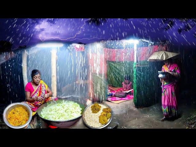 A Rainy Night - Heavy Rain,Thunderstorm। Village Life। Cooking In Rain Village Food। Hard Lifestyle