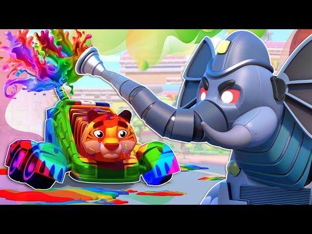 Firetruck Elephant EVIL TWIN shoots RAINBOW SLIME and creates chaos! - Super Rescue Squad