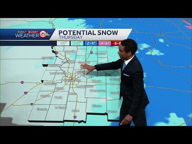 Kansas City will likely see less than an inch, no more than two inches