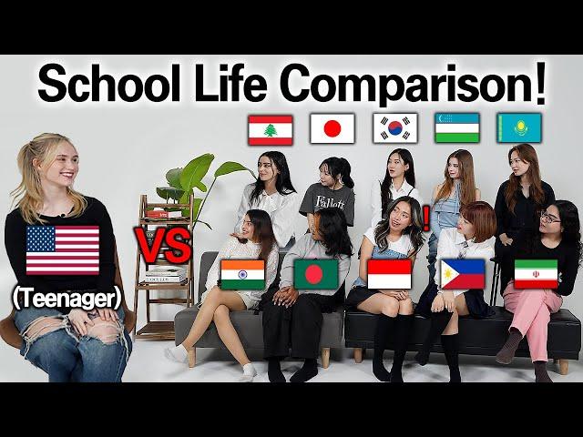 USA Teenager was Shocked by School Differences with 10 Asian Countries (School Lunch Differences!)