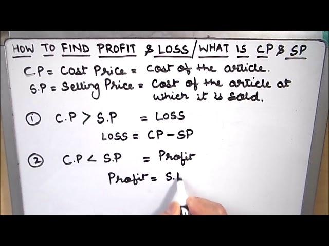 How to find Profit and Loss / Calculate Profit and Loss using formula / Profit and Loss