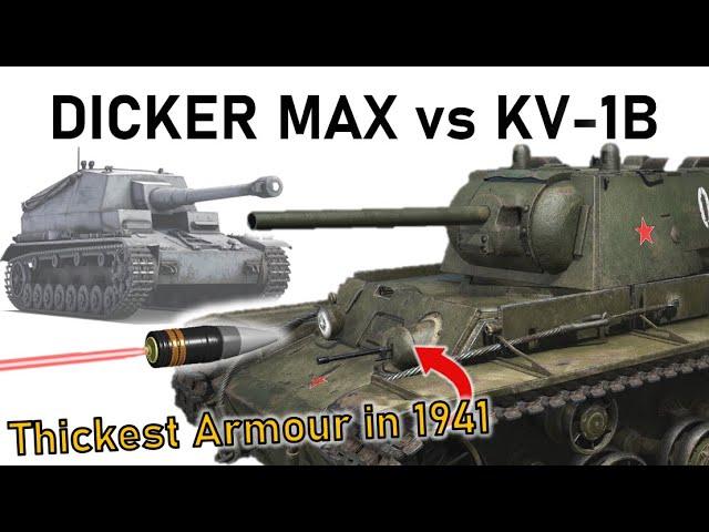 DICKER MAX vs KV-1B | 105mm Tank Shell vs KV-1 Applique Armour Penetration Simulation