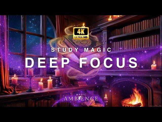 4k Study Magic: Deep Focus Fantasy Ambiance Music  Library Studying Background  Calm Piano Music