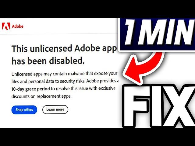 How To Fix "This unlicensed Adobe app will be disabled Soon" | Photoshop, Premiere Pro