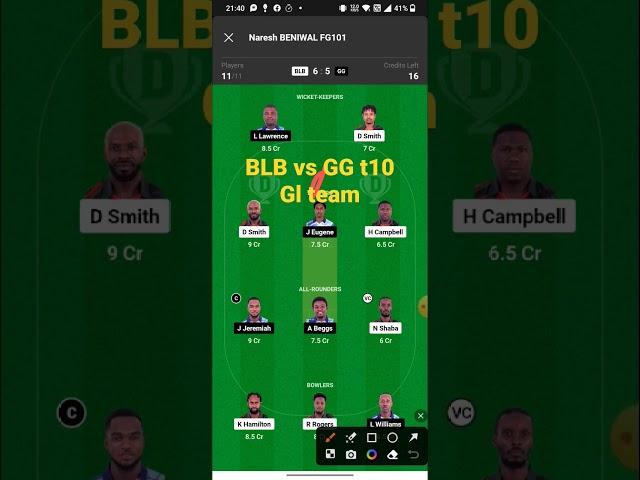 blb vs gg t10 dream11 prediction,blb vs gg dream11 team,blb vs gg spice isle t10 dream11 team today