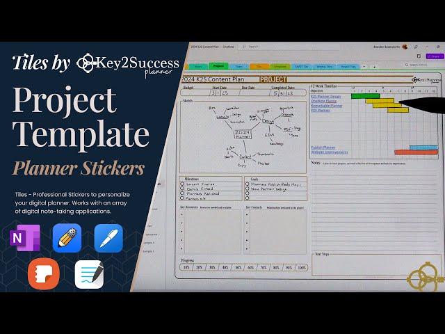 Project Template Stickers for OneNote and GoodNotes | Tiles By Key2Success