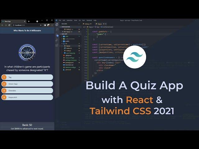 Create A Quiz App with React and Tailwindcss 2021 - Beginner friendly JavaScript