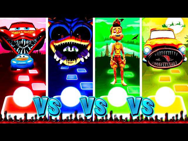 Lightning Mcqueen Eater Vs Sonic Exe Vs Luca Exe Vs Car Eater | Tiles Hop EDM Rush