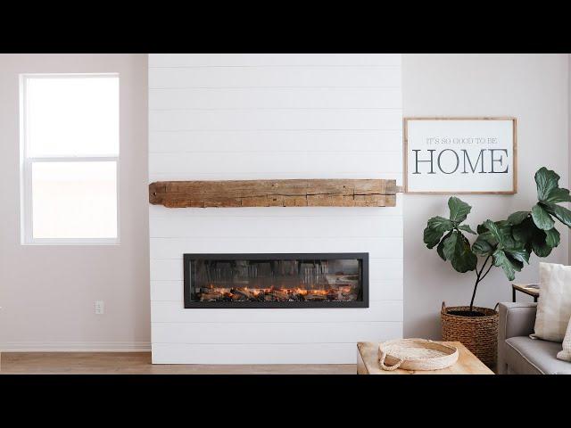 DIY Shiplap Electric Fireplace Build with Mantel | HGG Home Series