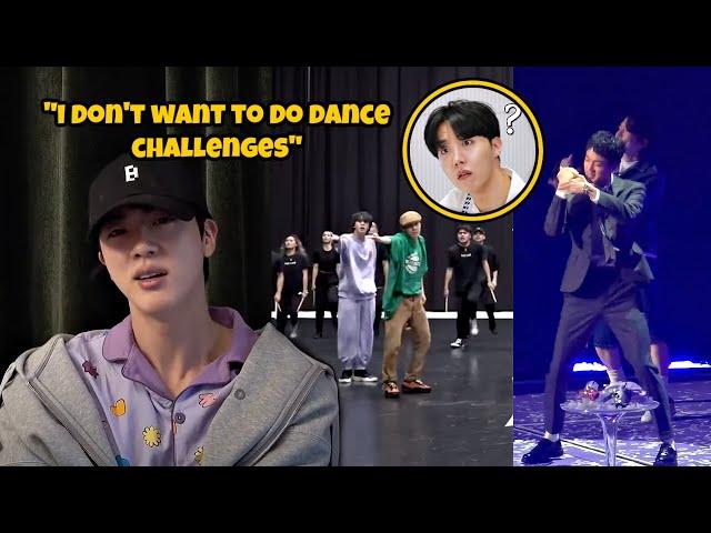 BTS Jin Refuses To Do Dance Challenge After Hobi's Discharge | BTS Seokjin Fears Dance Leader j-hope