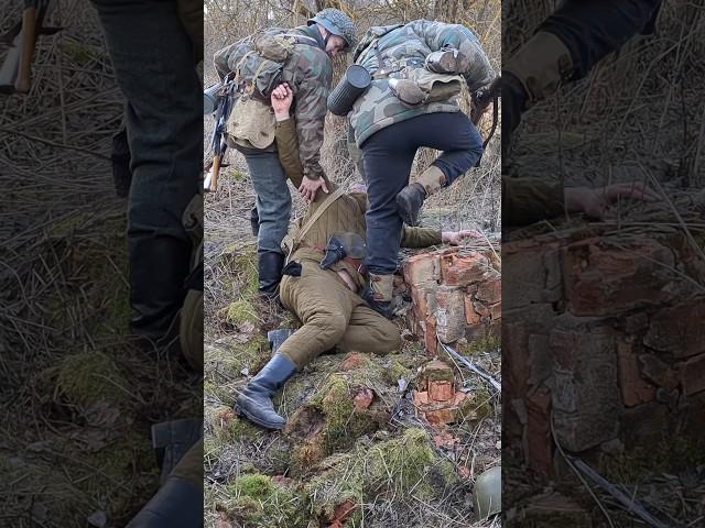 Wehrmacht soldiers capture a Red Army soldier who is unconscious #ww2 #reenactors