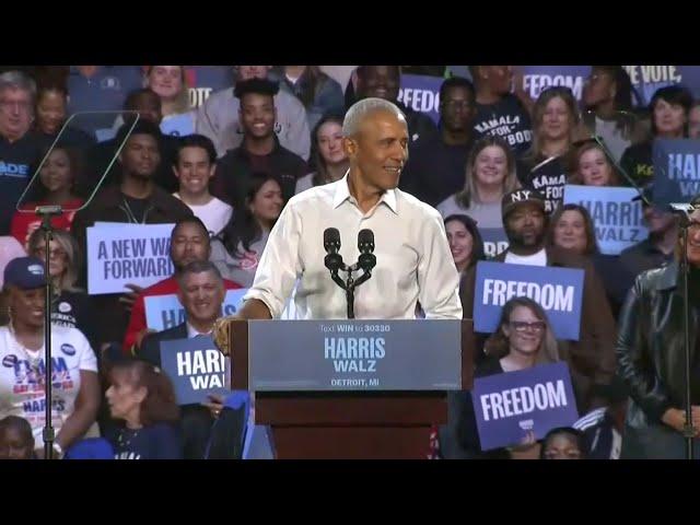 Obama full speech at Kamala Harris rally in Detroit roasts Donald Trump, looks to future