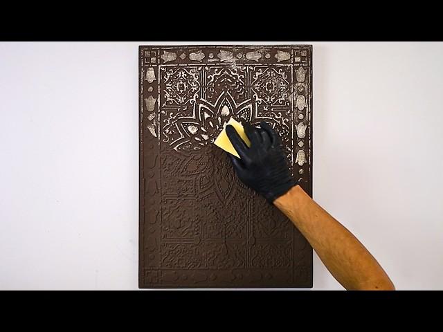 For beginners, easy steps to create a vintage metallic effect painting. Tutorial 