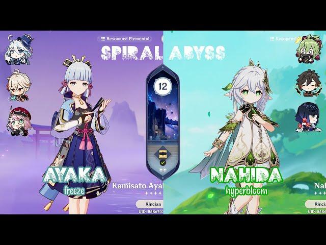 C0 Ayaka Freeze - C0 Nahida Hyperbloom | Spiral Abyss 5.1 | Genshin Impact