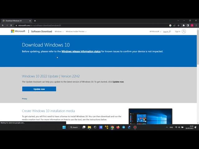 Download Windows 10 image ISO file from Official Microsoft site