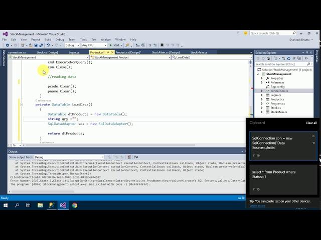 C# Tutorials - Load Data Into DataGridView From SQL Server Database