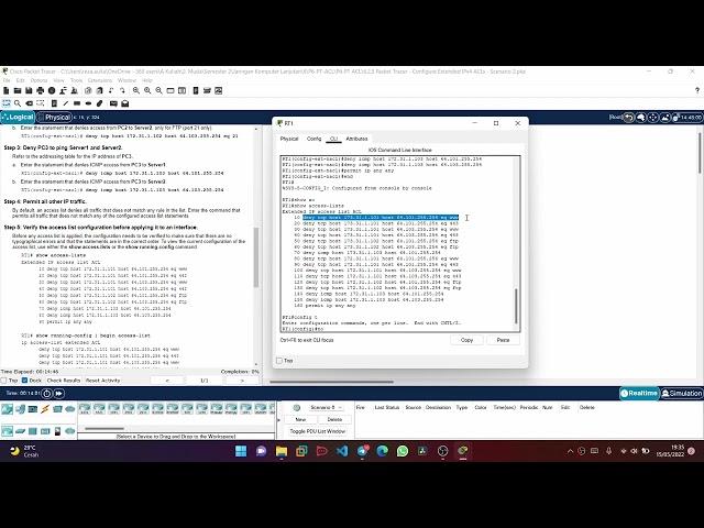 Packet Tracer - Configure Extended IPv4 ACLs   Scenario 2