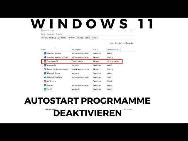 Windows 11 Autostart Programme deaktivieren