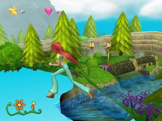 Глюк в игре Winx club прогулка в парке гардении