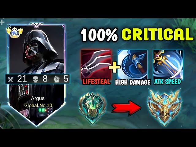 WTF!!ARGUS FULL CRITICAL AUTO UNLIMITED PASSIVE | GAMEPLAY ARGUS REVAMP AND BEST BUILD S35 |#mlbb