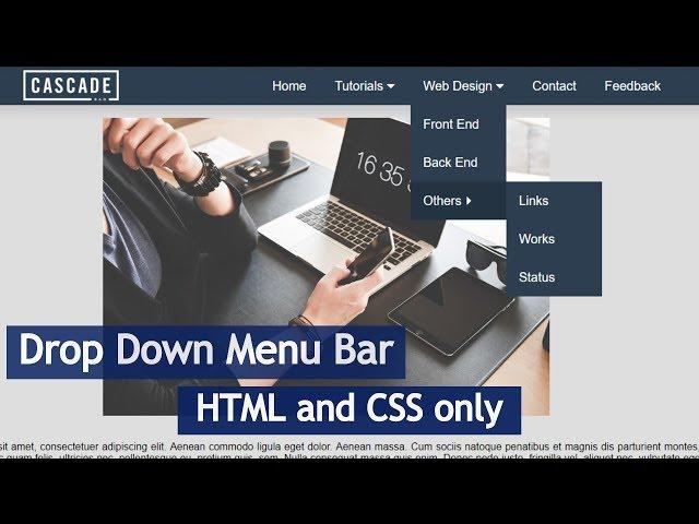 Simple Dropdown Menu Bar using only HTML & CSS