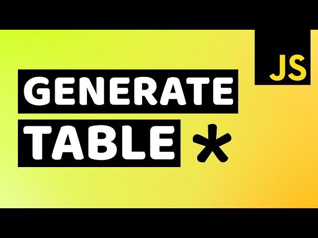 Dynamically Generate Table in Javascript | Generate Table using Javascript