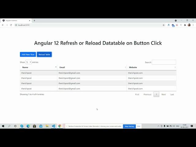 Angular 12 Reload OR Refresh Datatable on Button Click Working Demo