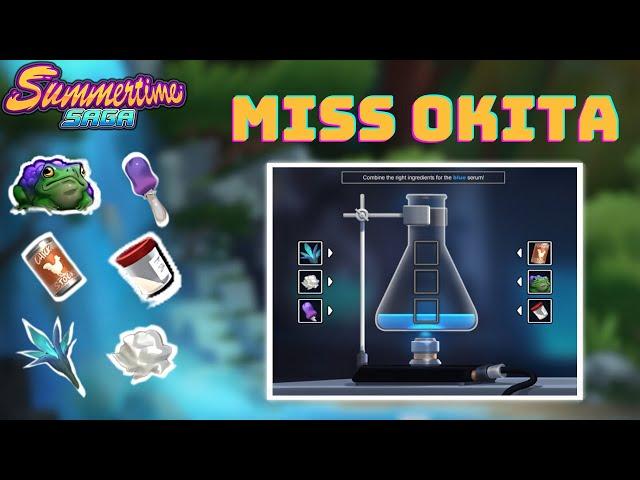 Solve Miss Okita Serums Quest | Find All Six Ingredients To Comibine Blue & Pink Serum