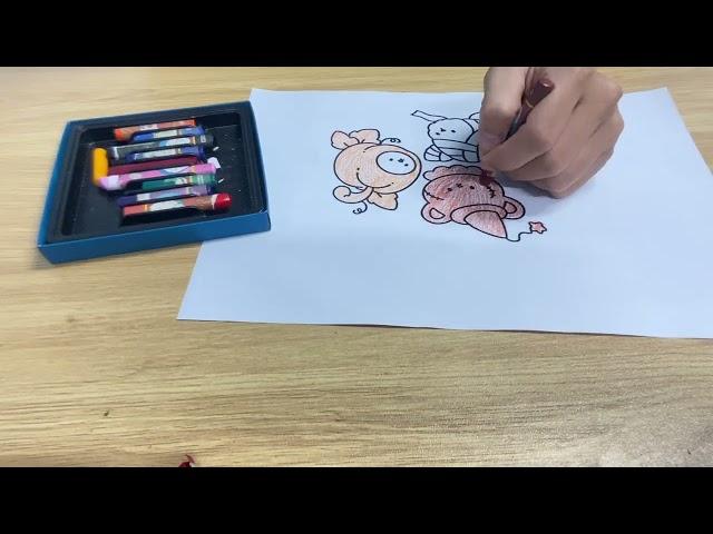 coloring book: the picture has an image of 3 cartoon characters that look very cute