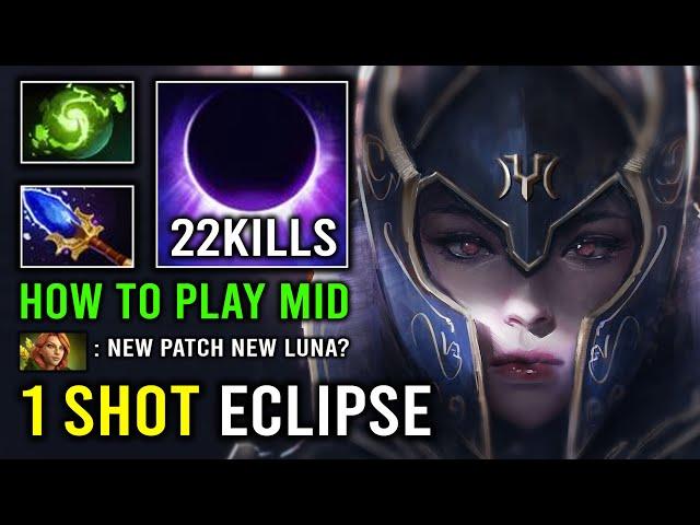 How to Solo Mid Luna in New 7 33d with 100% Endless Beam Full Magical Burst 1 Shot Dota 2