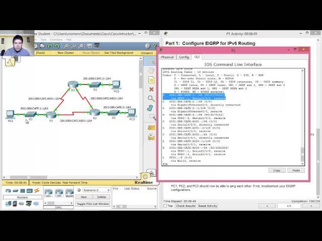 6.4.3.4 - 7.4.3.4 Packet Tracer - Configuring Basic EIGRP with IPv6 Routing