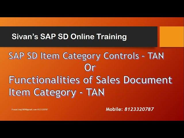 Sales Document Item Category Determination T184 & Item Category TAN Controls VOV7