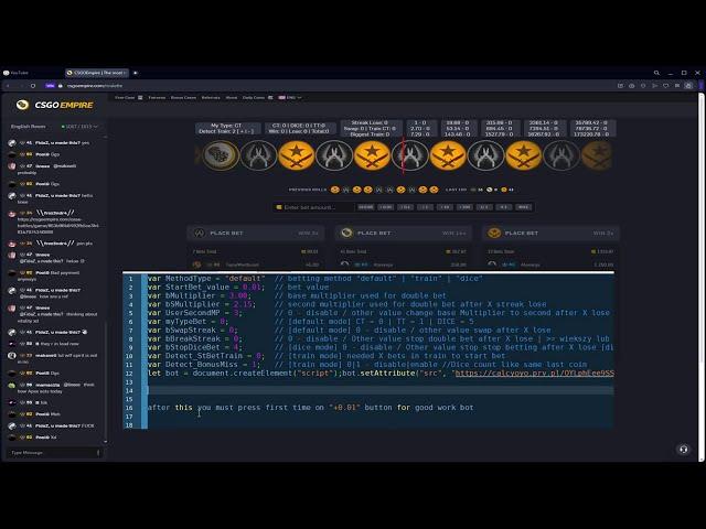 csgo empire - bot for auto place bet - skins withdraw try yourself
