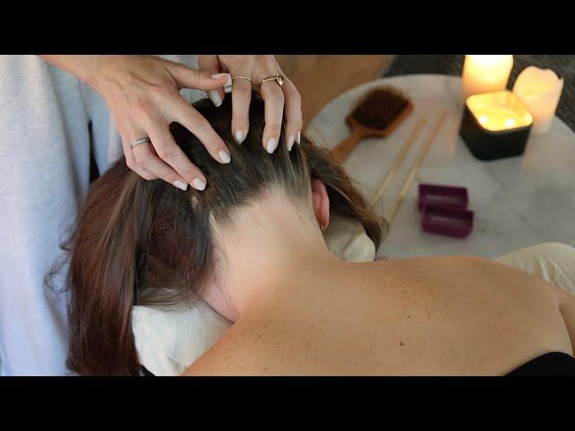 ASMR | *She Fell Asleep!*  Back Of Head & Nape Of Neck Massage w/ Sensory Brushes (No Talking)