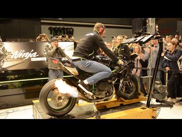 326BHP Kawasaki H2R spits flames on Dyno @ Motorbeurs Utrecht HD 1080