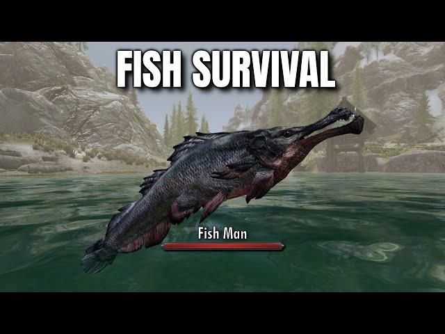 Skyrim Survival but I'm a Floppy Fish (The Game Broke)