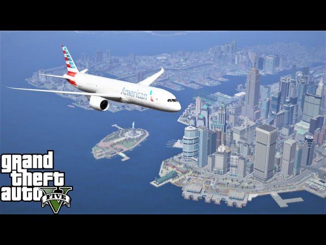 Boeing 787-9 Dreamliner Flying To Liberty City From Los Santos in GTA 5