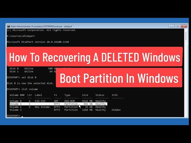 How To Recovering A DELETED Windows Boot Partition In Windows