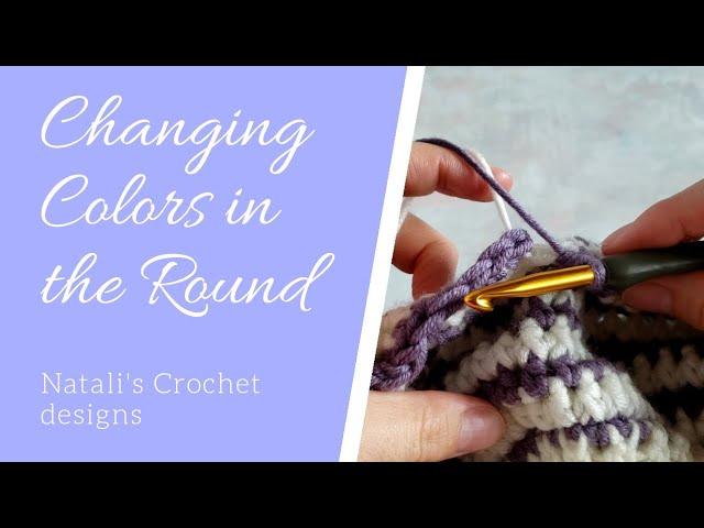 How to change colors in the round and carry yarn up. Crochet tutorial.