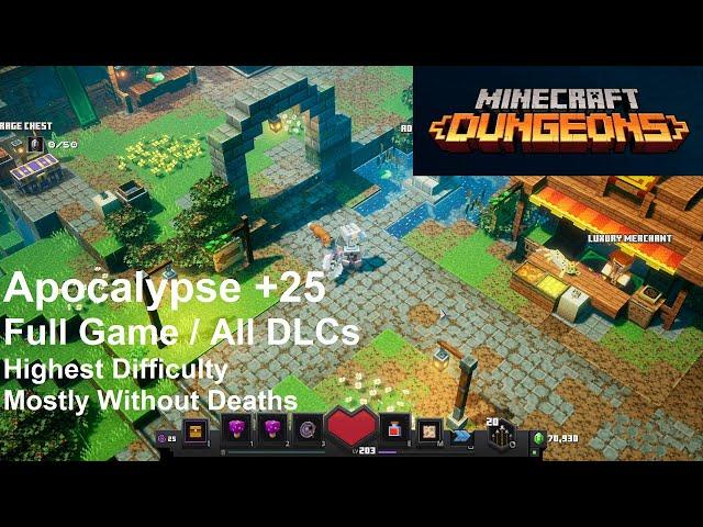 Minecraft Dungeons - Full Game All DLCs Apocalypse +25 Highest Difficulty - No Commentary Gameplay