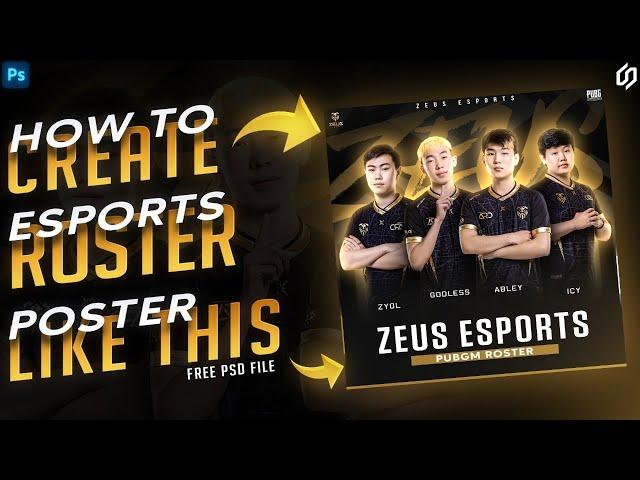 How To Create Professional Esports Roster Poster In Photoshop #2 - FriveStudios