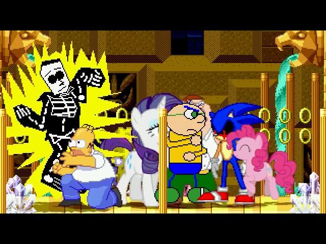 AN Mugen Request #853: Homer, DeeBeeKaw, JoshGeary, Peter VS Sonic.exe, Pinkamena, Rarity, Spongebob