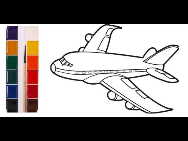 Aircraft. Transport. Coloring for kids. Learn colors.